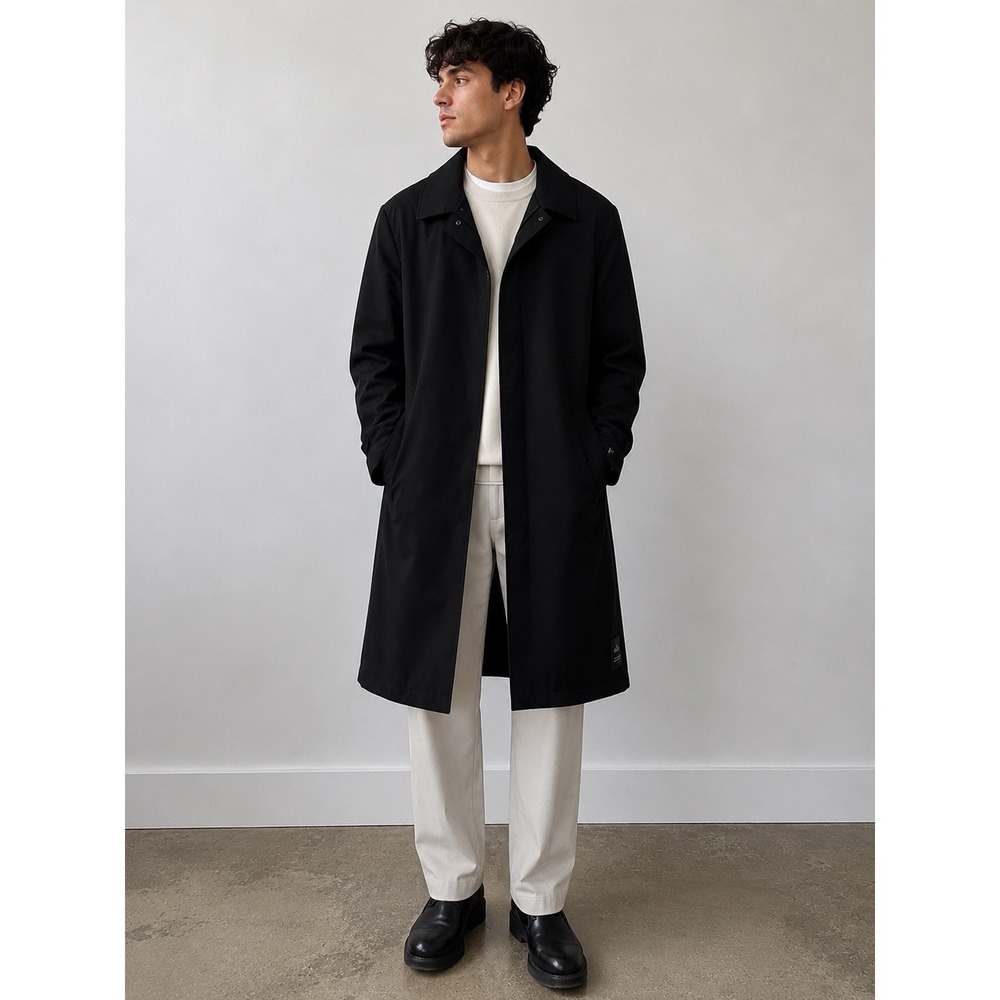 NWT JOE Joseph AbboudMen's Car Coat BlackTrench Jacket Zip OutLiner Size Medium